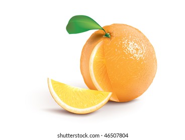 ripe orange with a jucy slice