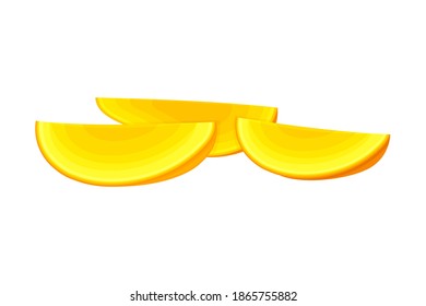 Ripe Orange Mango Fruit Cut in Sections Vector Illustration