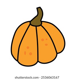 Ripe orange pumpkin. Doodle drawing