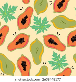 Ripe Papaya seamless pattern for background fabric banner 