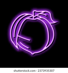 ripe peach leaf neon light sign vector. ripe peach leaf illustration