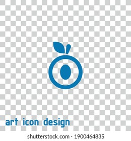 ripe peach vector icon on an abstract background