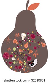 Ripe pear design with bird