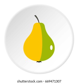 Ripe pear icon in flat circle isolated on white background vector illustration for web