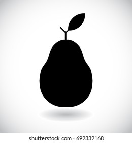 Ripe pear with leaf isolated on white background. Vector illustration