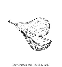 Peras maduras sobre fondo blanco