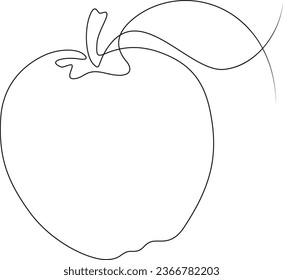 Ripe perfect apple with leaf. One continuous line. Linear. Hand drawn, white background.