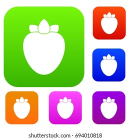Ripe persimmon set icon in different colors isolated vector illustration. Premium collection