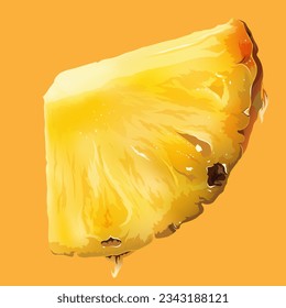ripe piece of pineapple on orange background