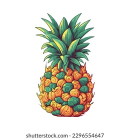 Ripe pineapple, fresh and healthy snack icon isolated