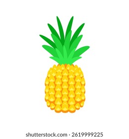 Ripe pineapple fruit with green leaves showing its freshness
