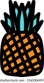 Ripe pineapple hand drawn vector illustration. Fresh exotic fruit, organic summer delicacy