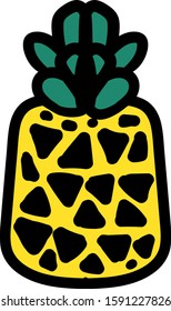 Ripe pineapple hand drawn vector illustration. Fresh exotic fruit, organic summer delicacy