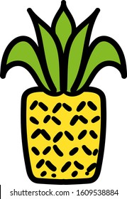 Ripe pineapple hand drawn vector illustration. Fresh exotic fruit, organic summer delicacy