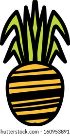 Ripe pineapple hand drawn vector illustration. Fresh exotic fruit, organic summer delicacy