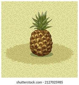 Ripe pineapple on a yellow background. Vector illustration