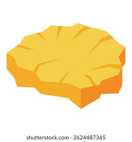 Rebanada de piña madura aislada sobre fondo blanco, mostrando su textura y color amarillo vivo