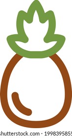 Ripe pineapple with stem, illustration, on a white background.