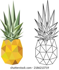 ripe pineapple from triangles, vector drawing