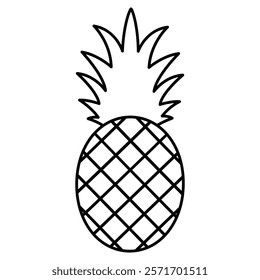 Ripe pineapple. Vector outline illustration.