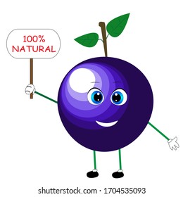 ripe plum illustration. natural vegan fruit