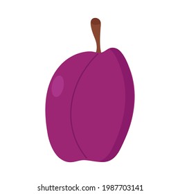 Ripe plum on a white background for use in web design or as a print