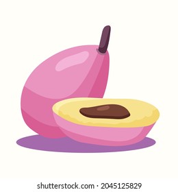 Ripe plum. Vector illustration in flat style