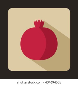 Ripe pomegranate icon in flat style