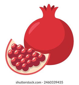 Ripe pomegranate isolated on white. Hand drawn vector illustration.