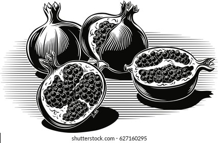 ripe pomegranates on a table