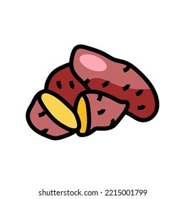ripe potatoes sweet cut color icon vector. ripe potatoes sweet cut sign. isolated symbol illustration
