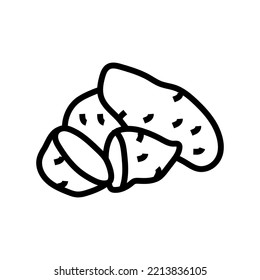 ripe potatoes sweet cut line icon vector. ripe potatoes sweet cut sign. isolated contour symbol black illustration