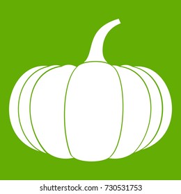Ripe pumpkin icon white isolated on green background. Vector illustration