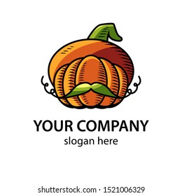 Ripe Pumpkin Logo Template. Vector illustration. Thanksgiving Day. Autumn.