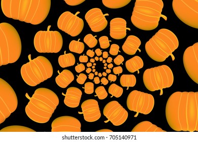 Ripe pumpkin on a black background - vector pattern, Ripe orange pumpkins - vector illustration,