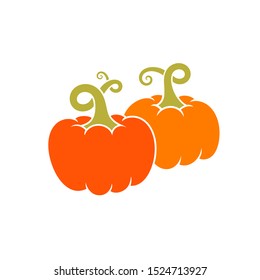 Ripe pumpkin sign. Happy Halloween. Bright autumn vector. Isolated pumpkins on white background