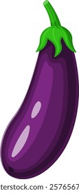 Ripe purple eggplant, adorned with a vibrant green stem, thriving in the garden, awaiting harvest for use in a variety of delicious and healthy recipes