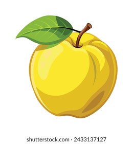 Ripe Quince Fruit Illustration on White Background