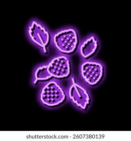 ripe raspberry berries neon light sign vector. ripe raspberry berries illustration