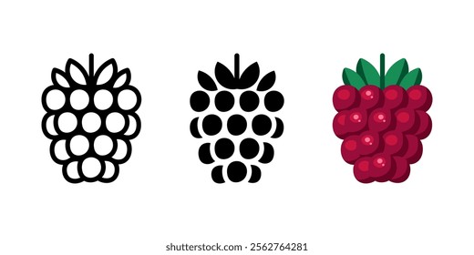 Ripe raspberry color icon. Pink berry symbol. Fresh fruit sign. Summer pictogram.