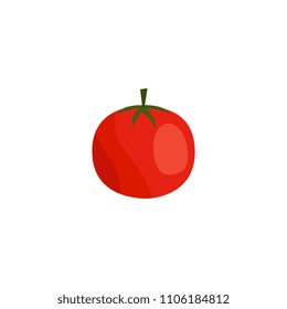 Ripe raw tomato icon. Red healthy food, vegetable full of vitamins. Fresh nutritions source, dieting and healthy life style symbol. Vector flat illustration isolated