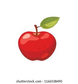 Ripe red apple isolated on white background.  Vector illustration.