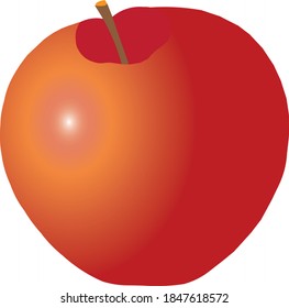 Ripe red apple on a white background. Vector image