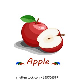 Ripe red Apple on a white background.Fruits
