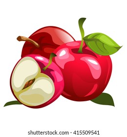 Ripe red apples. Vector illustration.