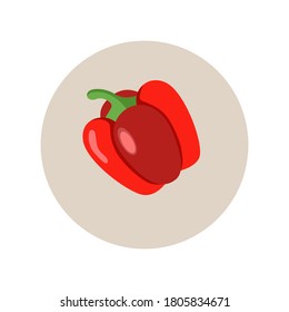 
Ripe red bell pepper on white background. Healthy vegetable icon. Vector illustration