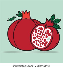 Ripe red Pomegranate vector is here