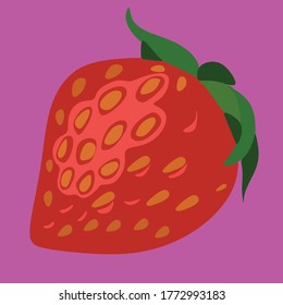 Ripe red strawberries in close-up behind a pink background.Summer berry. Used for magazine, book, poster, menu cover, 