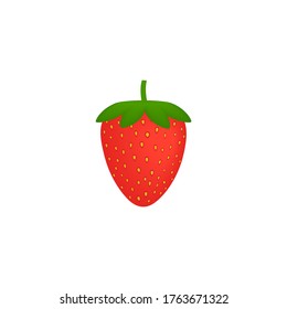 Fresa roja madura sobre fondo blanco aislado. Ilustración vectorial de frutas.