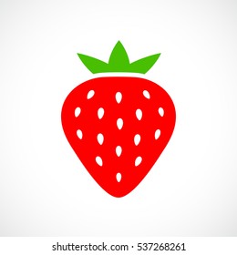 Ripe Red Strawberry Vector Icon